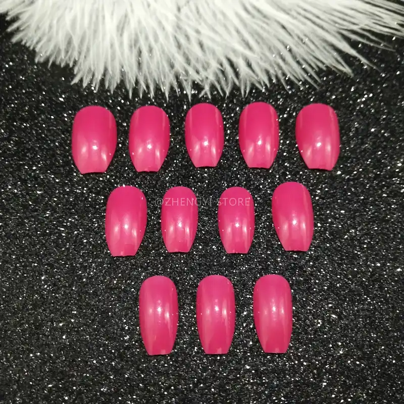 24pcs Long Black Ballerina Fake Nails Coffin White Clear Acrylic