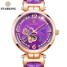 STARKING Women Watch Female Luxury Brand Purple Leather Strap Automatic Watch Women 50m Water Resistant Montre