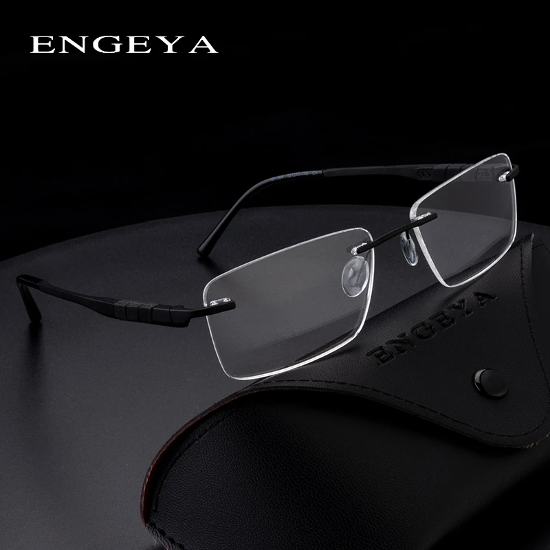 

2016 ENGEYA Super Light Titanium Alloy Prescription Glasses Frame, Retro Clear Optical Rimless Eye Glasses Frames For Men #164