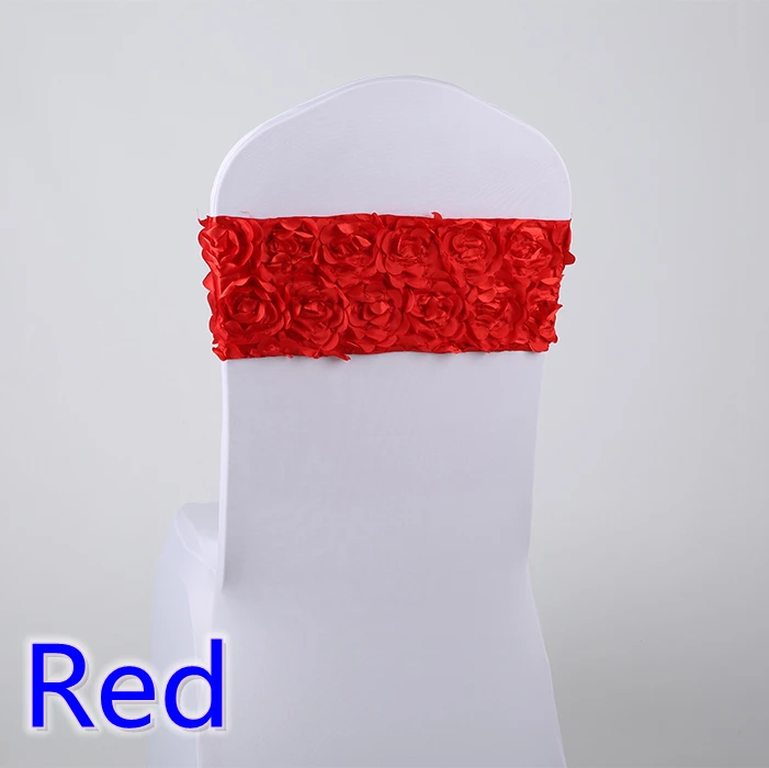 Red Colour Chair Sash Wedding Lycra Chair Sash Luxury Spandex Rosette