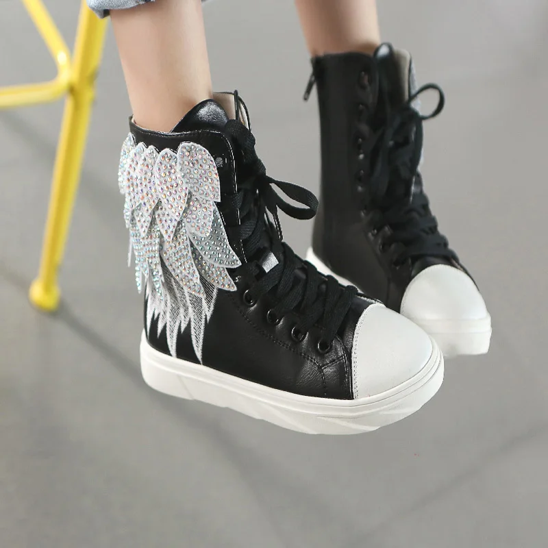 New Spring And Autumn S Shoes Europe America Style Wings New Spring And Autumn S Shoes Europe America Style Wings High Top Casual Kids Leather Children Sneaker In Sneakers From Mother On