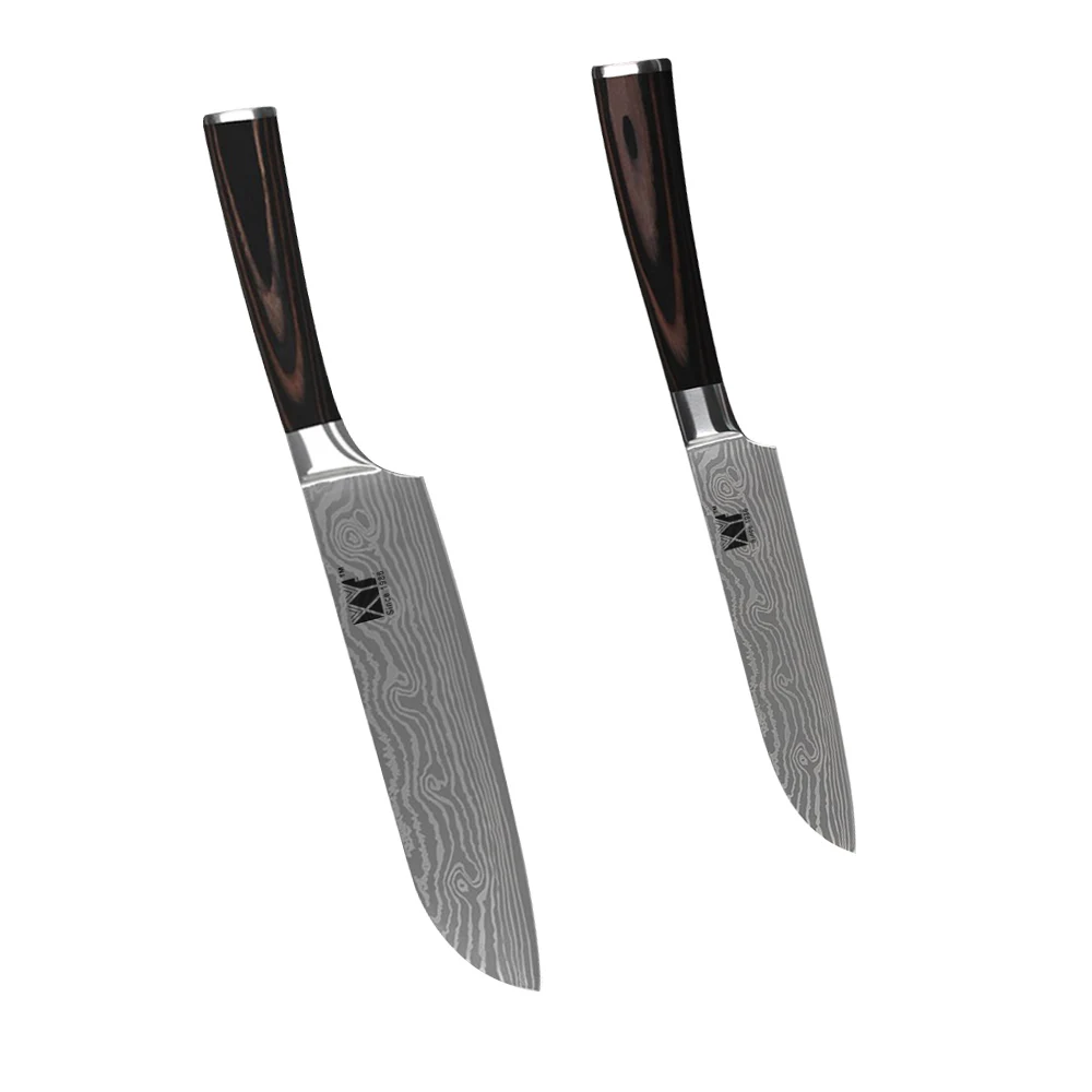 XYJ Brand Sharp 5 Inch And 7 Inch Santoku Knife Kitchen Knives Stainless Steel Multifunctional Stainless