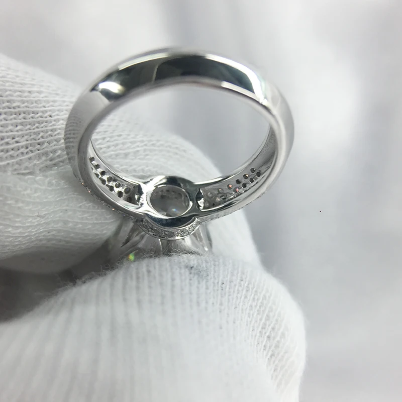 14 К 585 Белое золото 3ct синтетический бриллиант Обручение кольцо для Для женщин Fine Jewelry Центр 9 мм F Цвет Муассанит кольцо