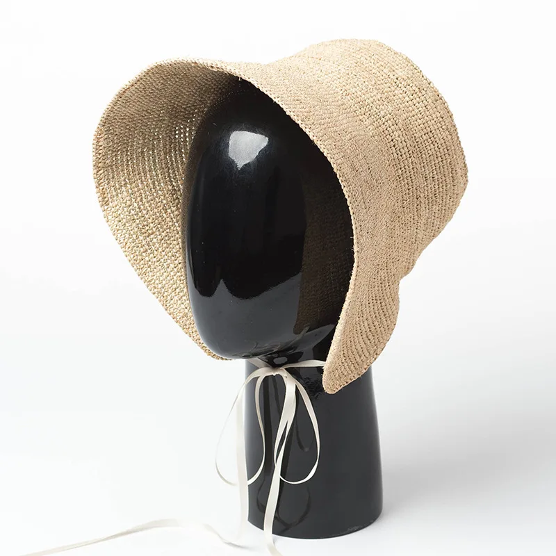 

Raffia Crochet Hat Vintage Women Summer Sun Hat Handmade Fine Straw Hat Top Quality 681070