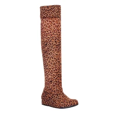 De las mujeres Aumentó dentro de Elasticidad de Alta botas de Leopardo Amarillo