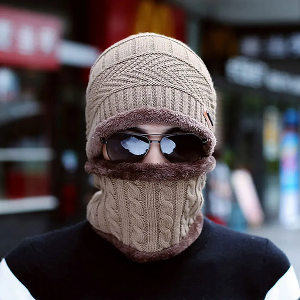 Fleece Knit Scarf Cap Neck Warmer Unisex Winter Windproof