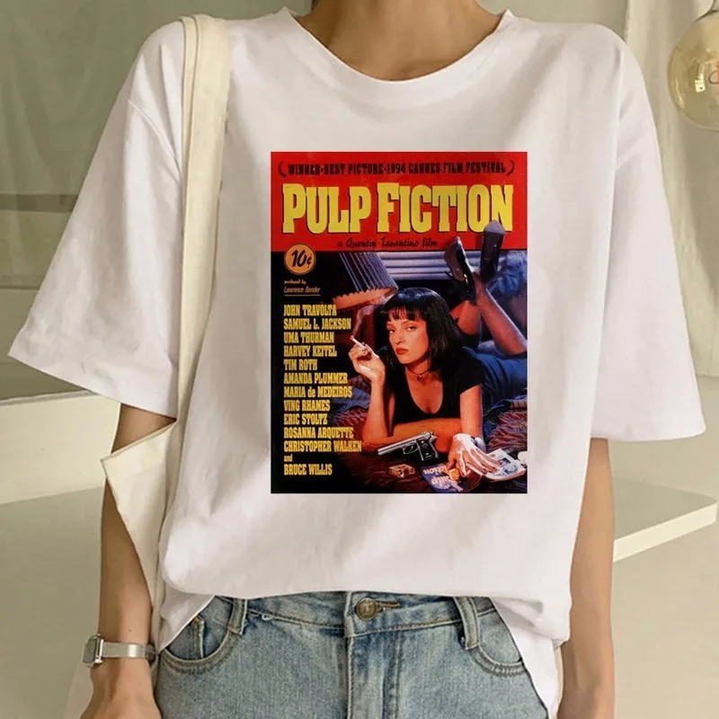 Pulp fiction женские рубашки эстетический Миа 90s Харадзюку корейский стиль футболка футболки Femme девушка фильм Ulzzang Топ тройник женский - Цвет: 563