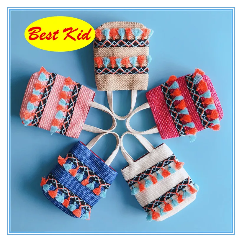 

BestKid Bags! Summer Newest Straw Handbags for Childrens Baby girls Beach Totes Kids INS Shoulder bags Toddlers mini bags SMT045