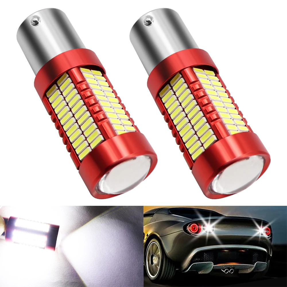 

2pcs BA15S 1156 P21W LED S25 106 chips 4014 SMD White Car Auto External DRL Turn Signal Light Fog Lights Reversing lamp DC 12V