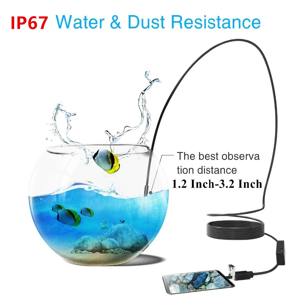 3 in 1 USB Endoscope Hard/Soft Cable 720P Borescope Inspection Camera For Android Type-c PC Waterproof Snake Camera 2/3.5/5/10M