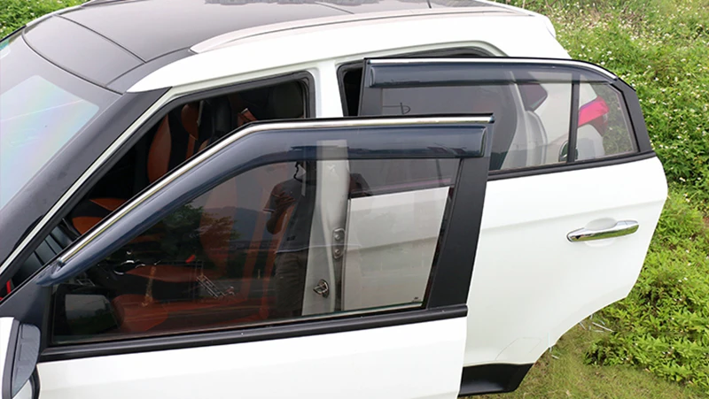 Exterior ABS Plastic Window Visor Awnings Vent Sun Rain Guard Shield Deflector Cover 4Pcs For Hyundai Creta IX25 2015