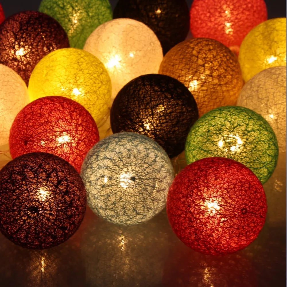 20 Globe String Lights Battery LED Garland Lights Warm White LED Cotton Ball Light Chain Party