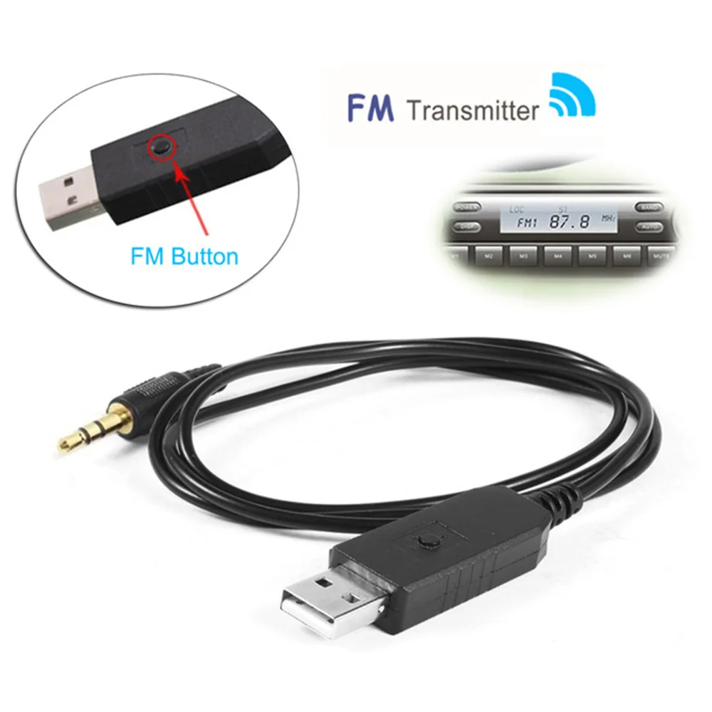 3.5mm Car Stereo Audio FM Transmitter 5V USB Wireless Transmitter For