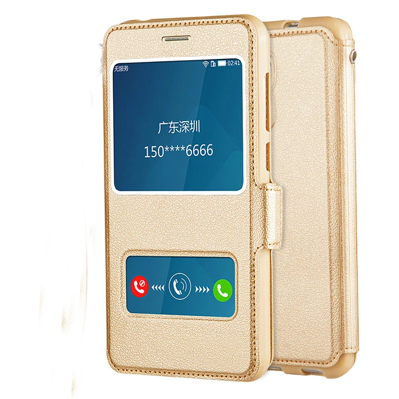 

Stand Vintage Flip Leather Case & Silicone Back Case For Huawei Y5 II Y5 2nd Gen CUN-U29 CUN U29 Y6 II Compact With View Window