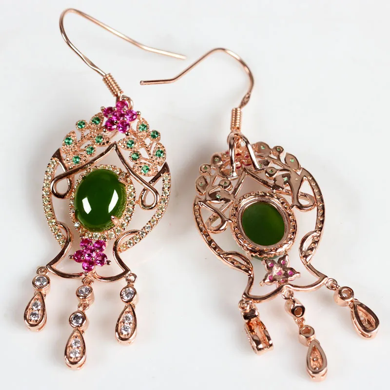 Genuine Natural and nephrite jade pendant earrings jewelry earrings egg