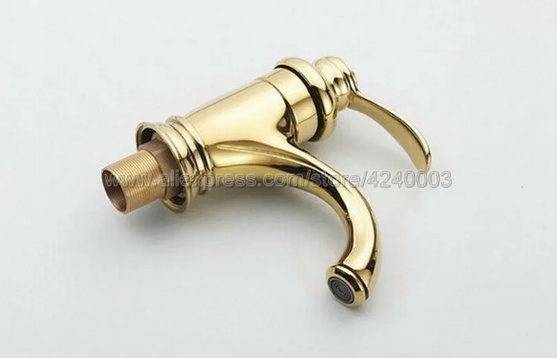 Basin Faucets Euro Gold Washbasin Faucet Luxury Bathroom Basin Taps Single Handle Vanity Single Hole Mixer Water Taps Knf121