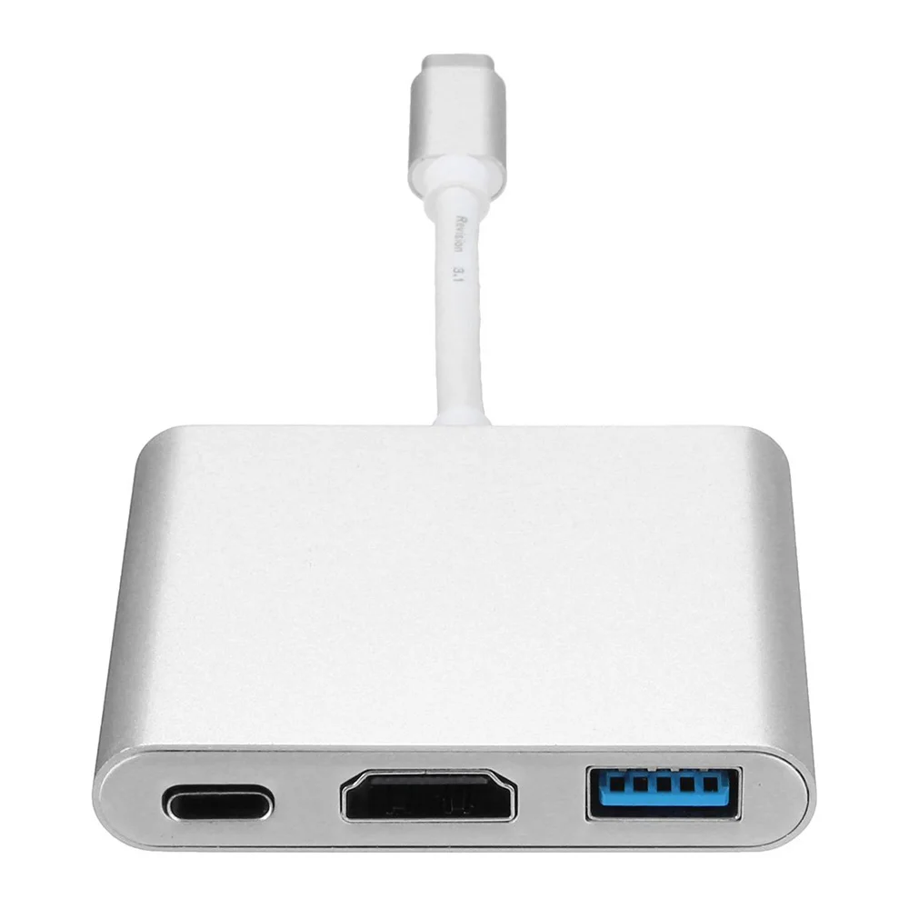 Конвертер usb type C 3,1 USB C type-USB 3,0/HDMI/type-C Женский адаптер зарядного устройства для Apple Macbook и Google Chromebook Pixel - Цвет: silver all in one