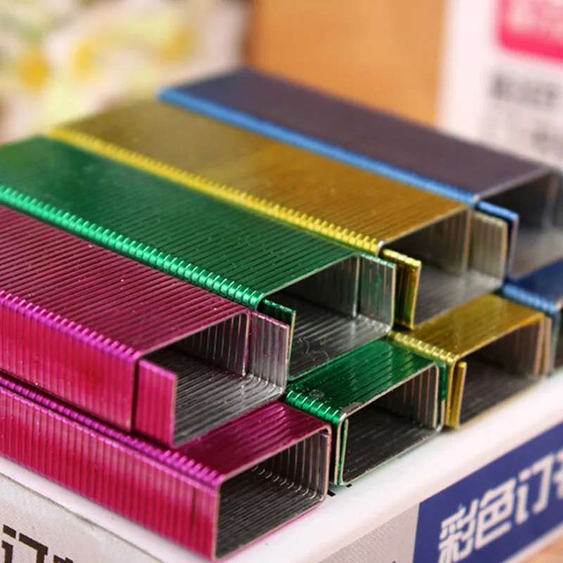 5 packs/lot multicolour 4 color staples 10 Office School Binding
