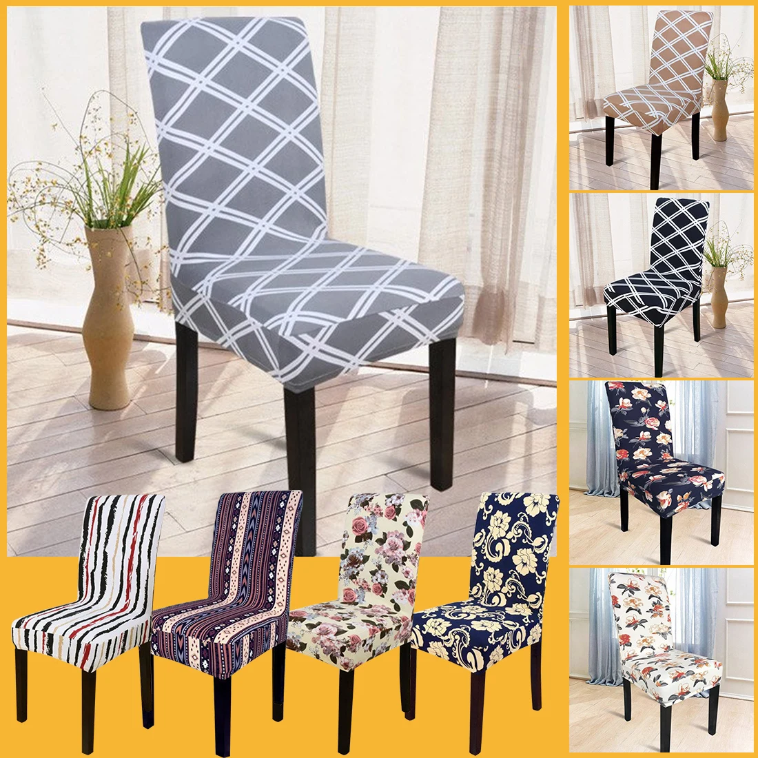 3 Colors Flower Printing Removable Chair Cover Big Elastic Slipcover