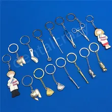 15 шт. мультфильм зубы брелок стоматолога украшения брелки из нержавеющей стали зуб Модель Форма стоматологическая клиника подарок