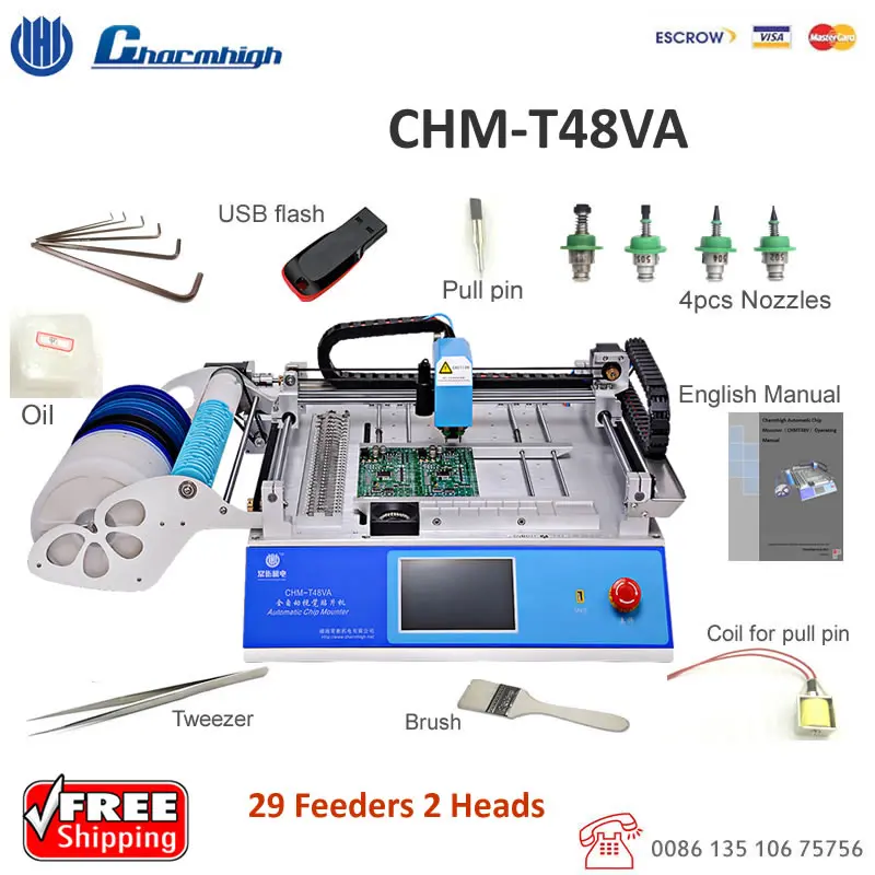 

Best Sale! CHMT48VA Vision Camera Automatic Desktop Pick and Place Machine Updated from Charmhigh CHMT48V 110v / 220v