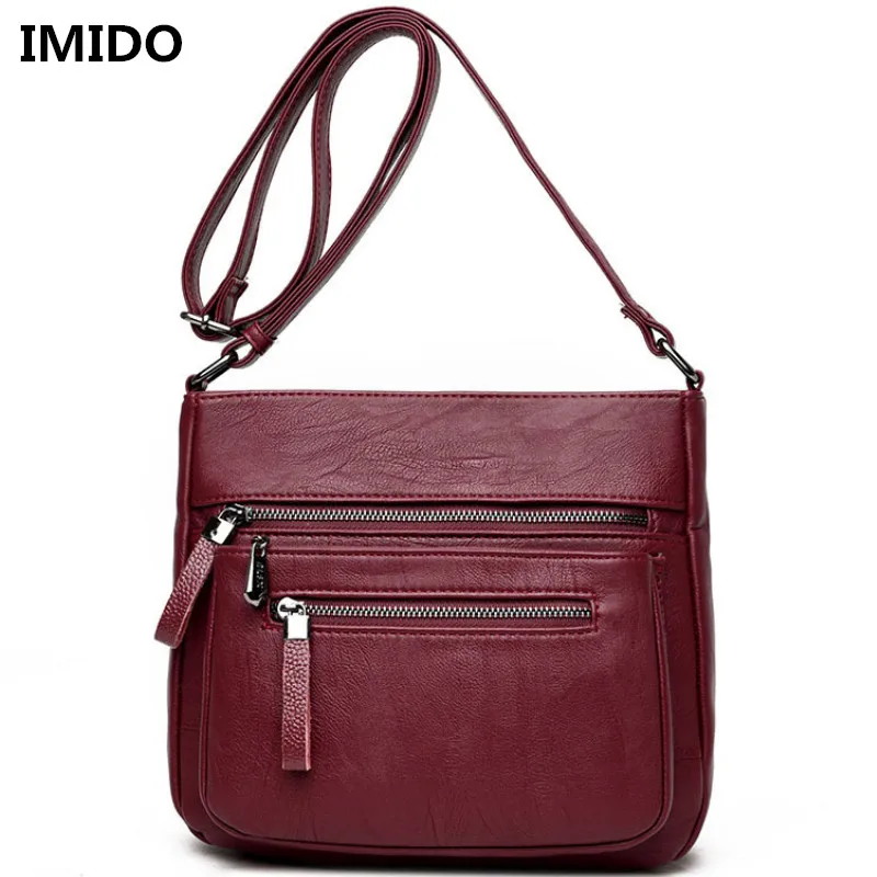 

IMIDO Hot Selling PU Leather Handbags Fashion Flap Shape Women Messenger Bags Preppy Style Lady Solid Color Crossbody Bag