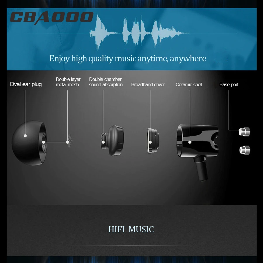Спортивные наушники CBAOOO IE800 с микрофоном, 3,5 мм, наушники-вкладыши, проводная гарнитура, наушники HF80, бас стерео наушники, гарнитура для компьютера, телефона