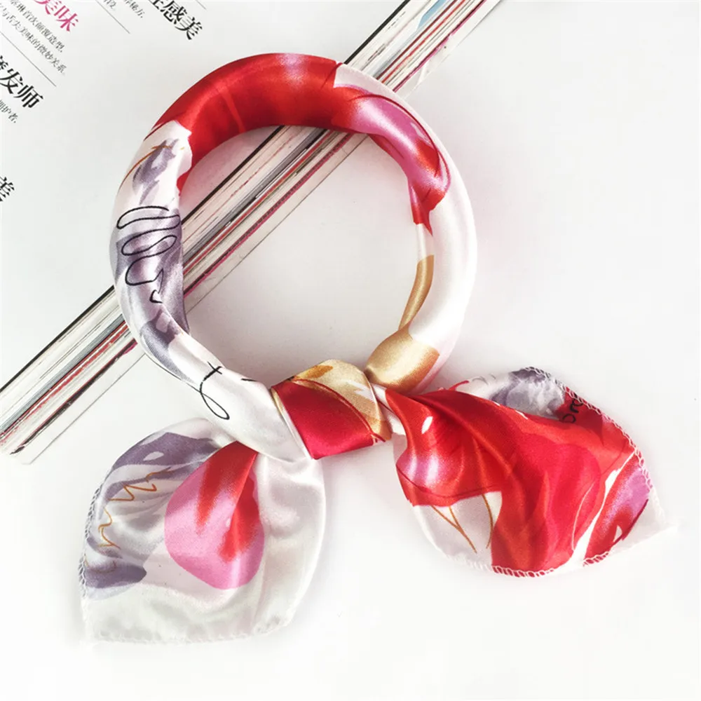 Женская повязка для волос Элегантный квадратный шелковый атласный шарф 50 х50