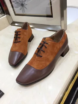 

Fast delivery 2019 spring and autumn rome mixed colors square toe women shoes genuine leather leisure med causal shoes