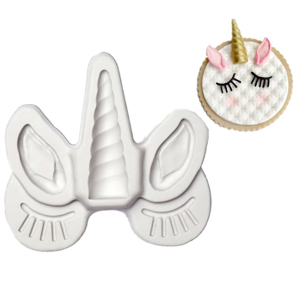

1 Pc Cute Unicorn Fondant Mold Silicone DIY Cake Mold Practical Bakeware For Candy Chocolate Cookie Making (Off-White)