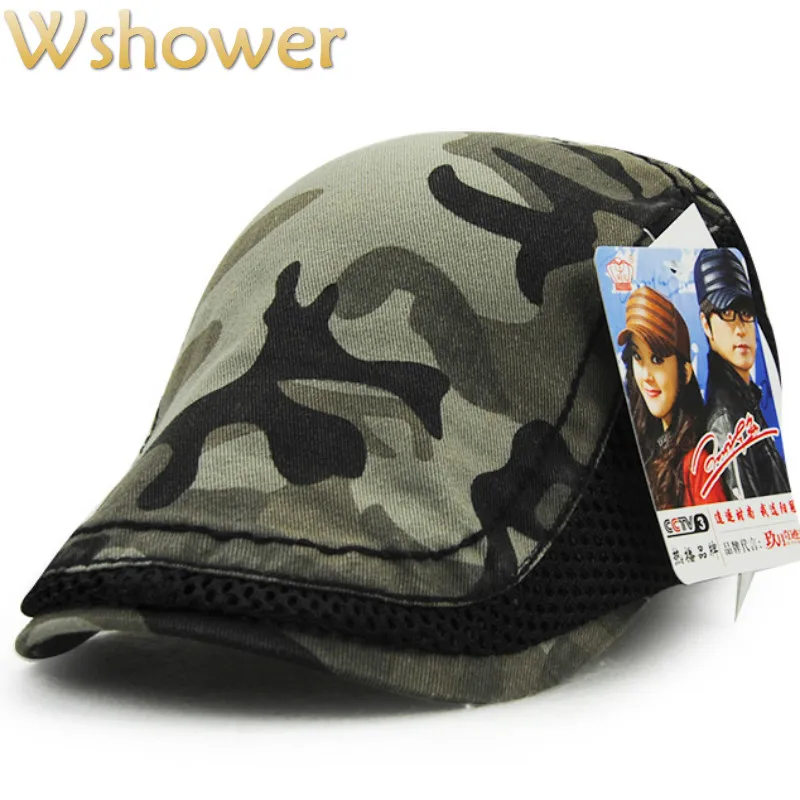 

[JAMONT] Fashion Spring Summer Camouflage Beret Cap Sway Bone Visors Sun hat Gorras Planas Flat Camo Mesh Berets Newsboy Gorras