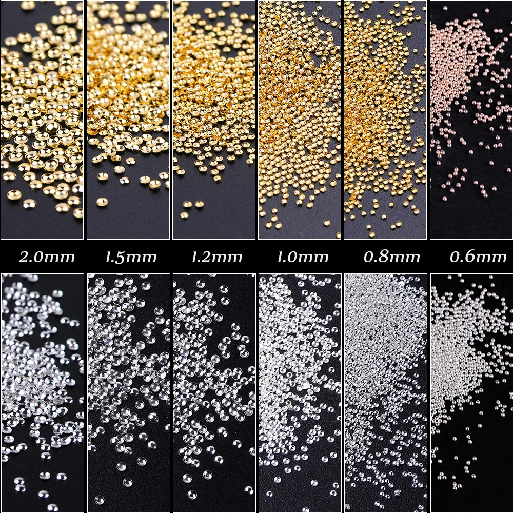 Смешанные 6 типов металлические шпильки Стразы украшения для ногтей золотые серебряные круглые стальные бусины аксессуары для маникюра Инструменты для дизайна ногтей LE748