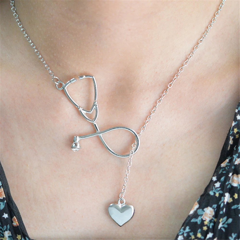 

1pc Medical Equipment Colorful Nurse Heart Stethoscope Necklace Nursing Jewelry Medicine Graduation Gifts student Bijoux Femme