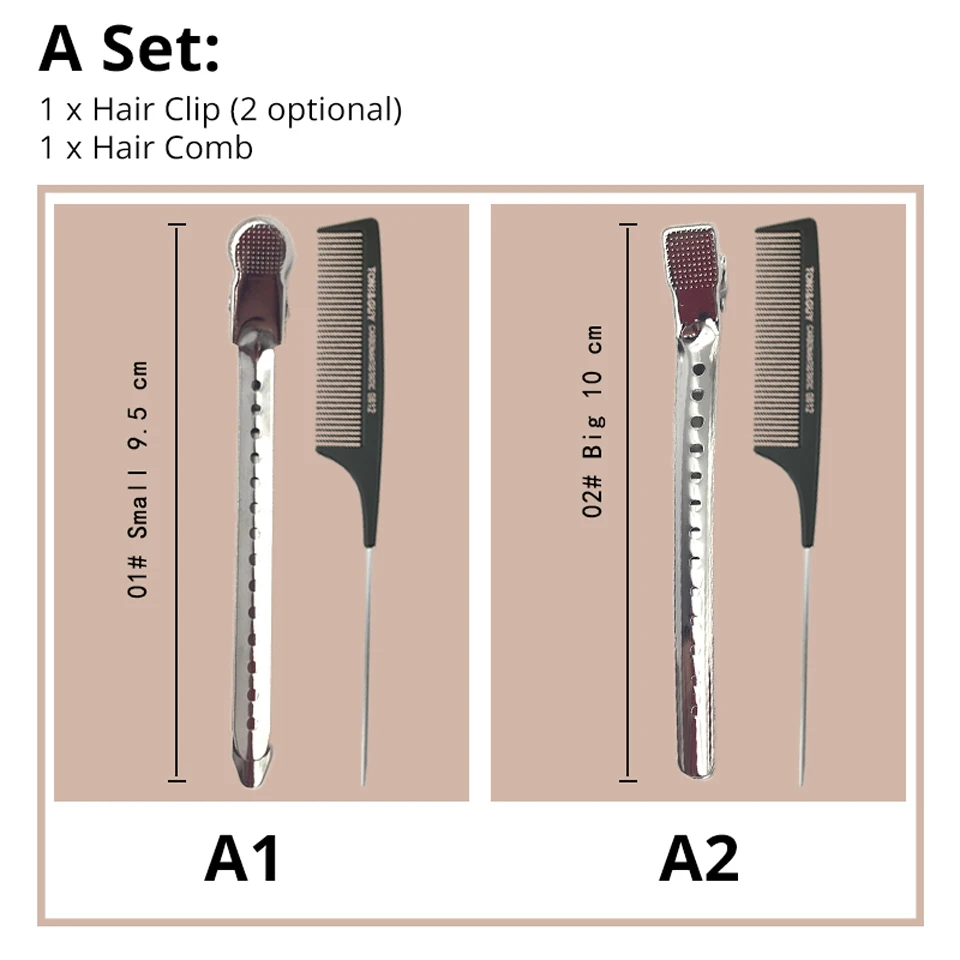 2 шт. Уход за волосами Инструменты для укладки Набор металлические зажимы для волос аллигатора с профессиональными антистатическими углеродными гребнями аксессуары для женщин