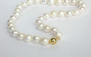 

Eternal wedding Women Gift word 925 Sterling real 925 real natural big Genuine 13mm 17" round white freshwater pea