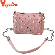 Yogodlns Bags For Women New Fashion Rivet PU Leather Women Bag Diamonds Shoulder Messenger Bag Chains Small Flap Crossbody Bag