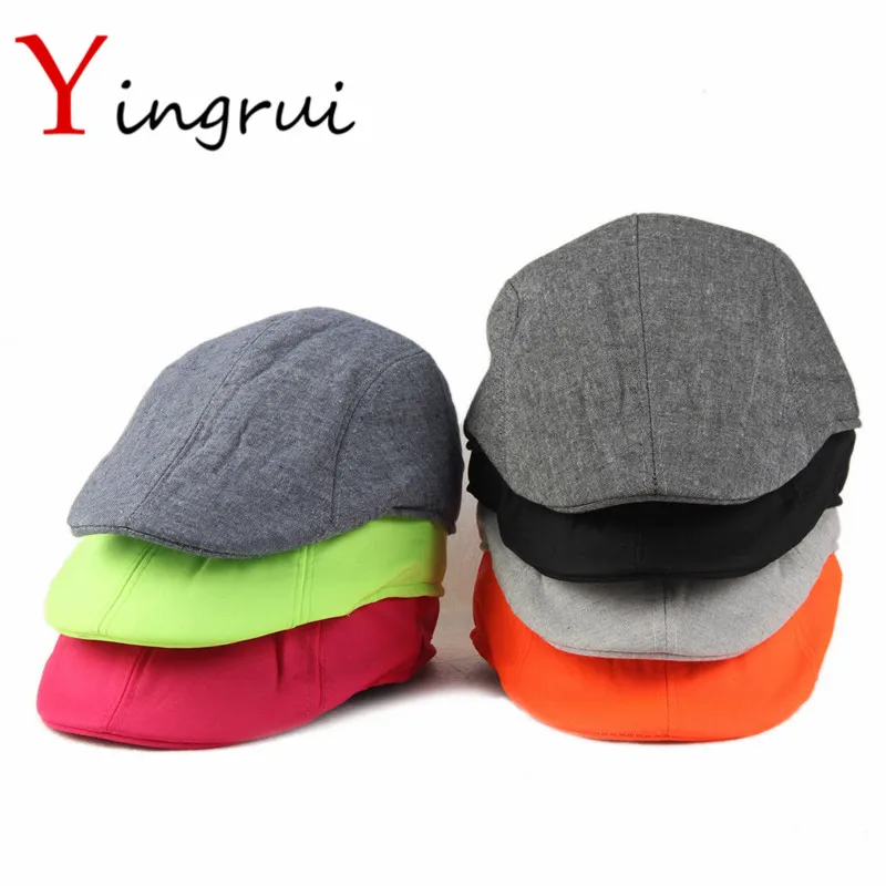 

6 Colors Men's Solid Newsboy Cap Male Beret Hats Casual Duckbill Sun Hat For Middle-Aged Man XYSM13