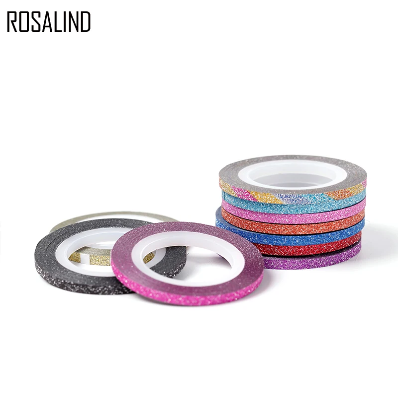 

ROSALIND Matte Glitter 10 Rolls/set Nail Striping 3MM Tape Line Multi Color Nail Art Decals Transfer Sticker DIY Manicure Tools