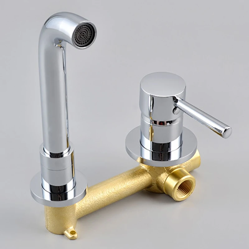  Modern Brass Wall Basin Mixer Tap Bathroom Kitchen Sink Faucet Swivel Spout Bath With Single Lever  - 33043810170