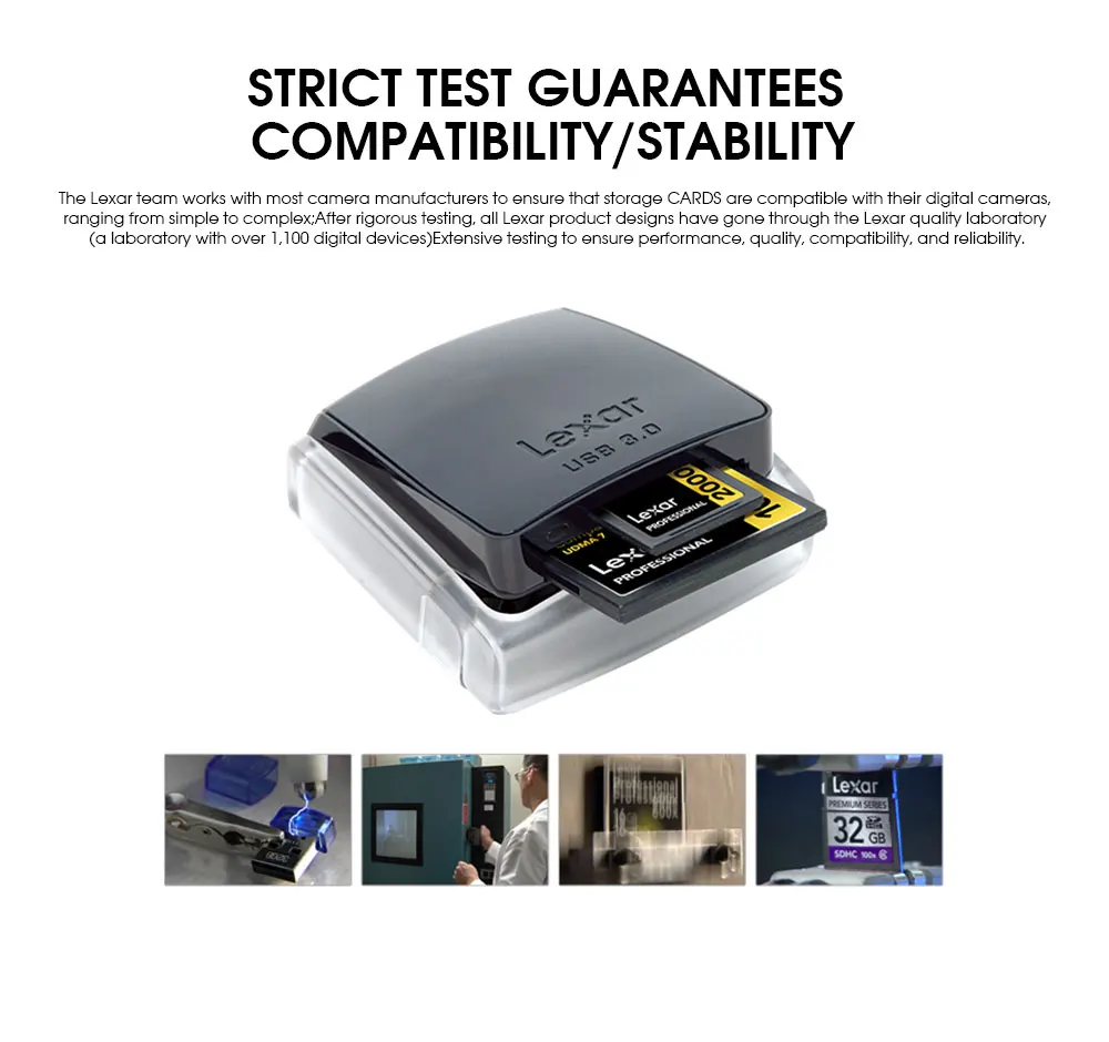 Новинка! Lexar Professional 2 в 1 USB 3,0 Dual-Slot Reader, высокоскоростной USB3.0 Профессиональный кардридер для SD SDHC SDXD CF Card