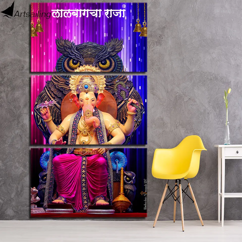 

ArtSailing HD Printed 3 Piece Canvas Hindu God Ganesha Elephant Modular Home Decoration Picture Prints Free Shipping NY-7416C