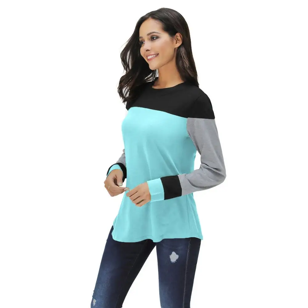 

Women's Spring And Summer Color Matching Casual Comfortable Long-sleeved T-shirt