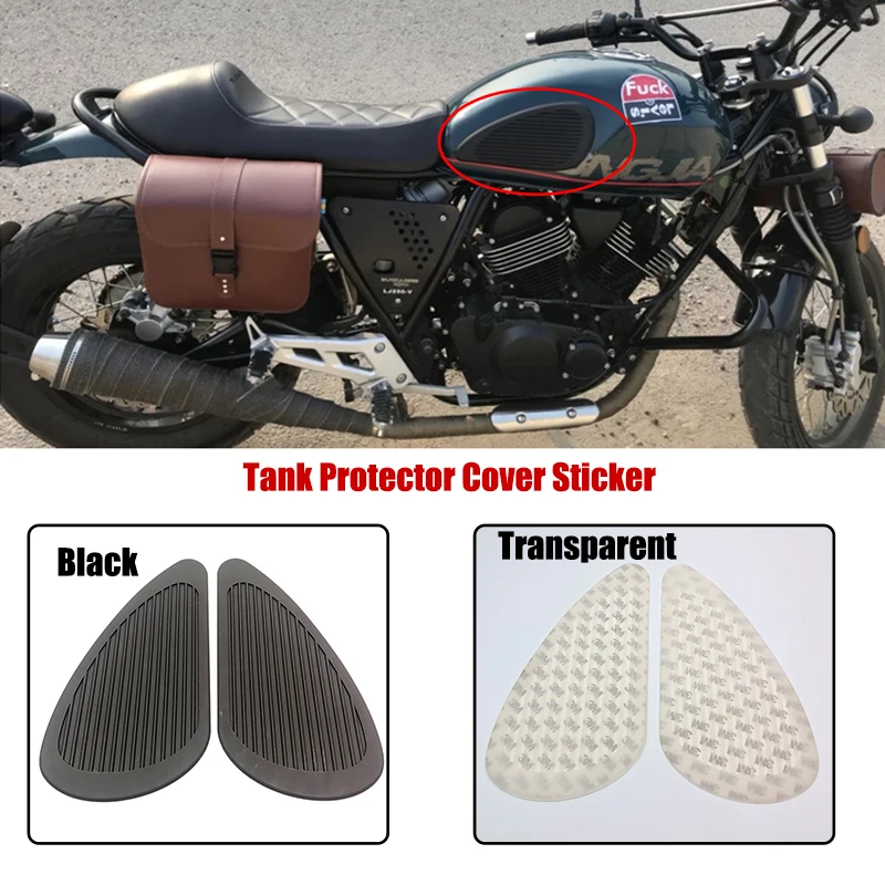 

Motorcycle Sticker Anti slip Fuel Tank Pad 3M Side Gas Knee Grip Black Transparent For Harley Cafe Racer Classic Universal