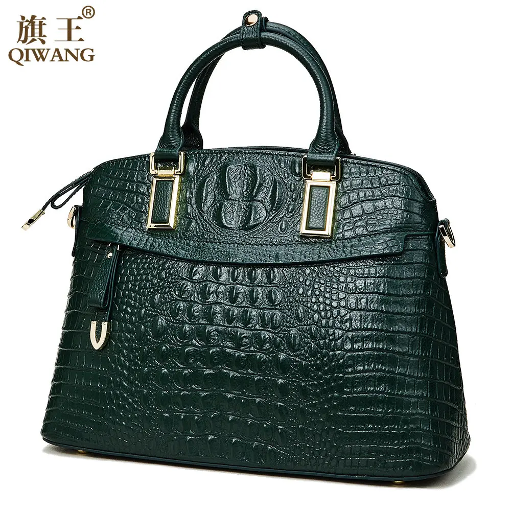 Gepäck & Taschen Qiwang Marke Frauen Tasche Krokodil Leder Top Griff Taschen Marke Frauen Designer Handtaschen 100% Echtem Leder Weibliche Kuh Tasche