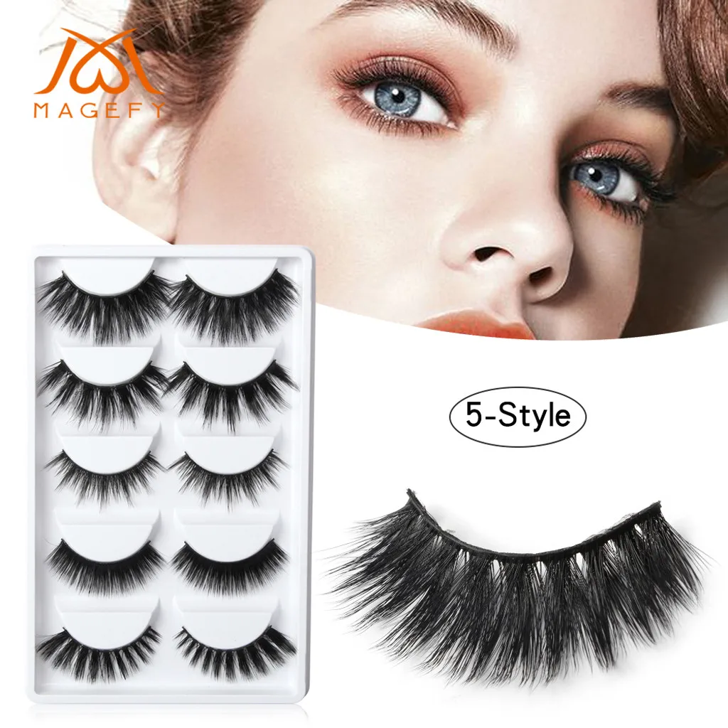 

5Paire Luxury Mink Lashes 3D Mink Eyelashes Handmade Reusable Natural Curling Thick Eyelashes Popular False Lashes Makeup L58