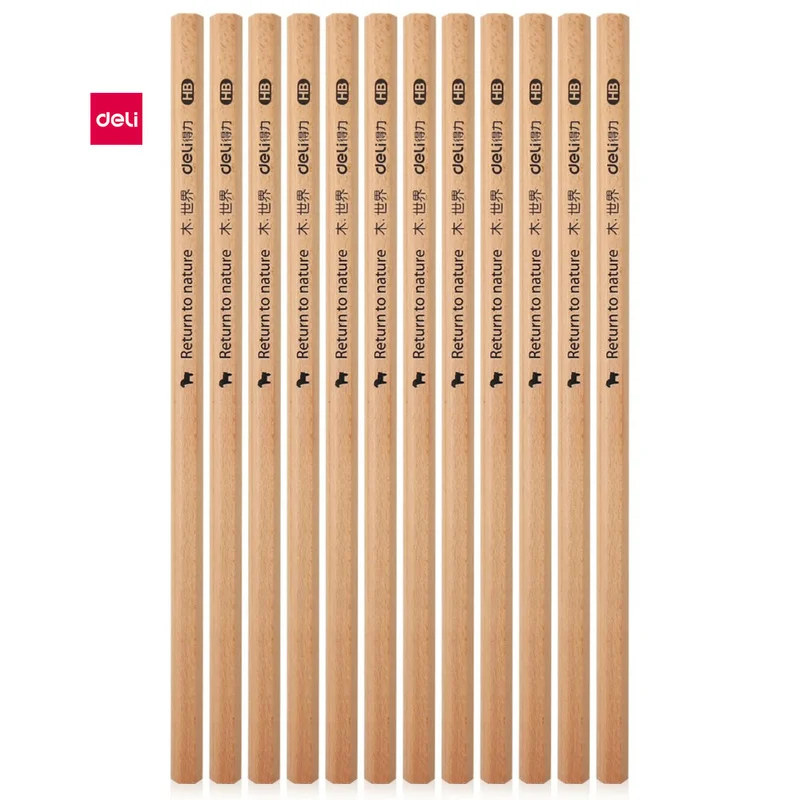 Deli 12pcs HB Pencil for Students Drawing Exam Stationery Pens Black
