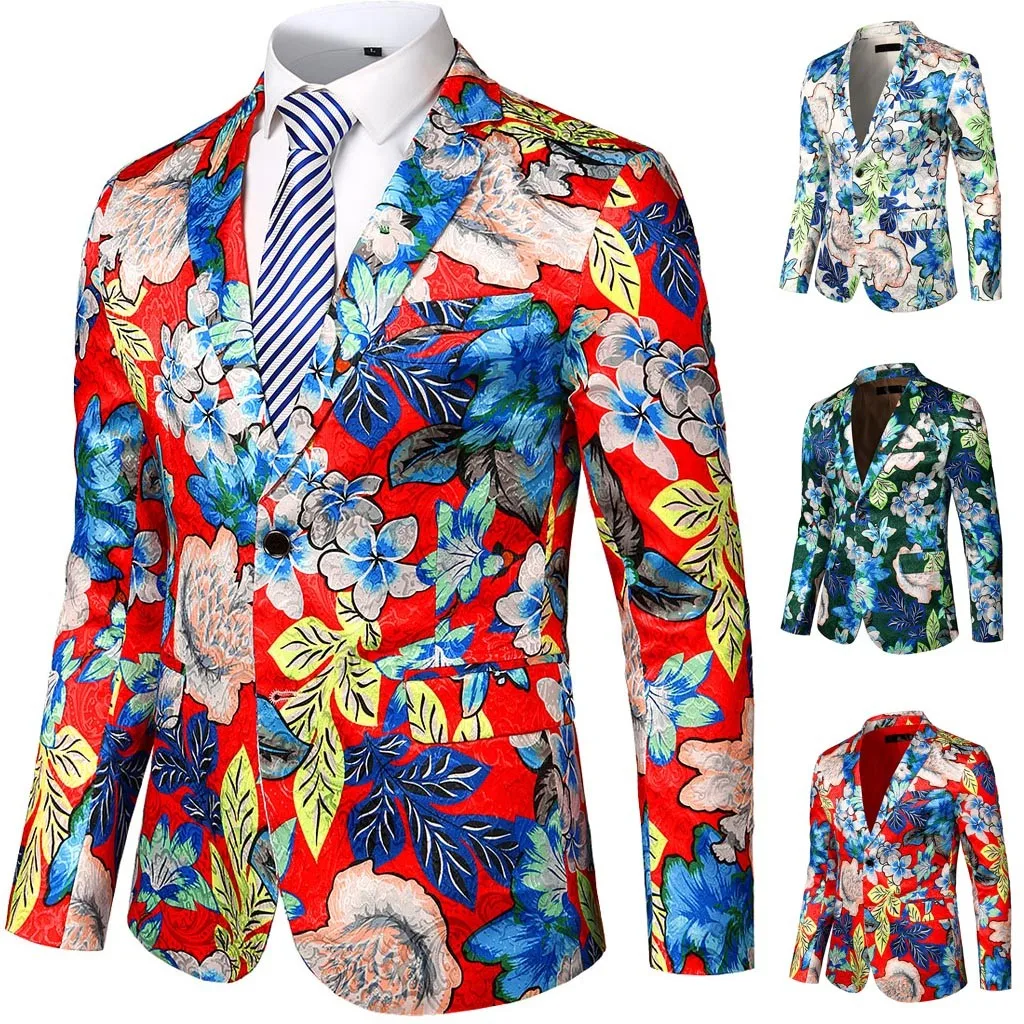 

Men's Suit Floral Man's Blazer Party West Slim Body Flower Jacket Corner Lapel Sports Jacket