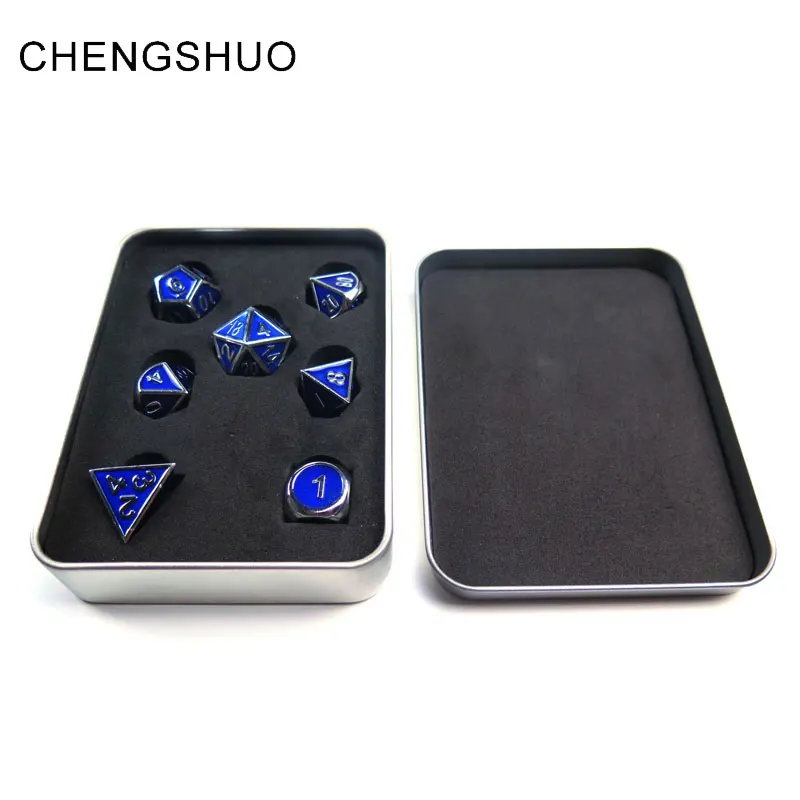 Chengshuo metal aluminium dice set rpg dungeons and dragons dnd polyhedral digital 7pcs sets d20 10 6 8 4 transparent blue game Chengshuo metal aluminium dice set rpg dungeons and dragons dnd polyhedral digital 7pcs sets d20 10 6 8 4 transparent blue game