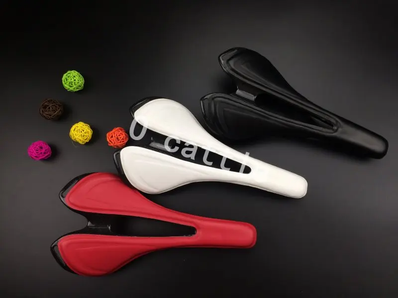 Novel 2015 full carbon + leather fiber Road / mountain bike saddle