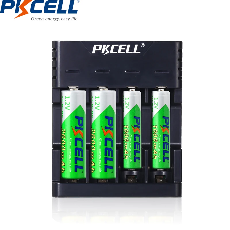 1 шт. PKCELL4 слота USB смарт-зарядное устройство для AA AAA NIMH/NICD аккумуляторная батарея с Светодиодный индикатор интеллектуальное зарядное устройство